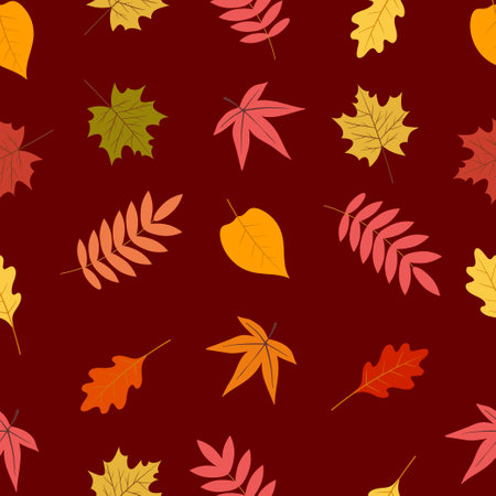 Seamless pattern of autumn leaves.Vector illustration.のイラスト素材