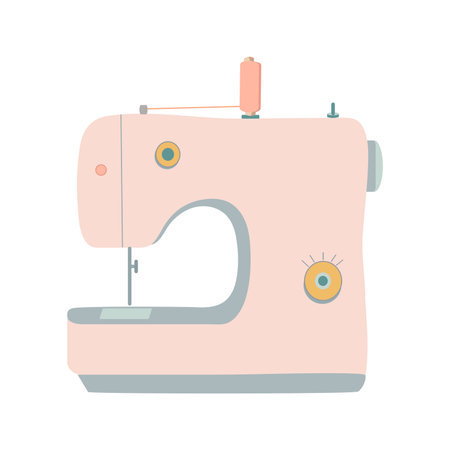 Sewing machine icon. Cartoon illustration of sewing machine. Vector illustration isolated on white background.のイラスト素材