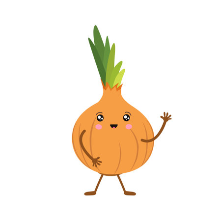 Bow in the style of kawaii. Onion icon. Vector illustration isolated on a white background.のイラスト素材