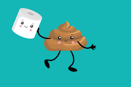 Brown poop illustration. Pile of dog poo in flat cartoon style isolated on white background. Funny excrement artのイラスト素材