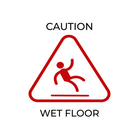 Caution wet floor and warning sign isolated on white background. isolated vector illustrationのイラスト素材