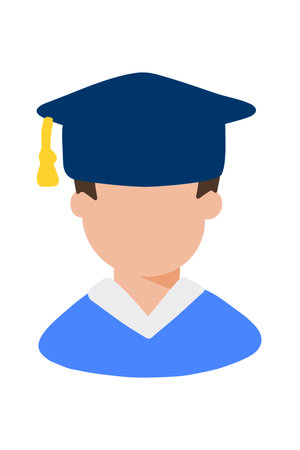 The avatar of the graduate. student icon. Vector illustration in a flat style, isolated on a white backgroundのイラスト素材