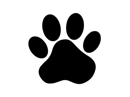 Silhouette of a cat's paw. paw prints. A dog or cat puppy icon. A trace of a petのイラスト素材