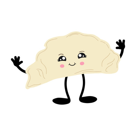 Cute dumpling in the style of kawaii. Vector illustration of Asian cuisineのイラスト素材