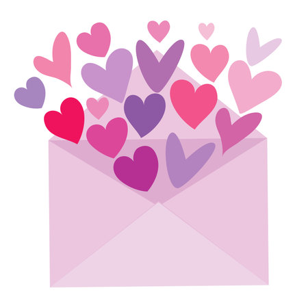 An envelope with hearts. Heart, a symbol of love and Valentine s Day. Vector illustrationのイラスト素材