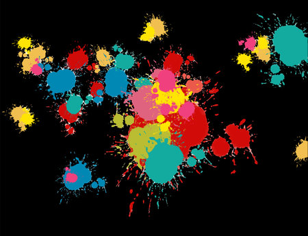 Watercolor splashes. Spot of paint. Colors grunge texture. Splatter of rainbow paint for your design.のイラスト素材