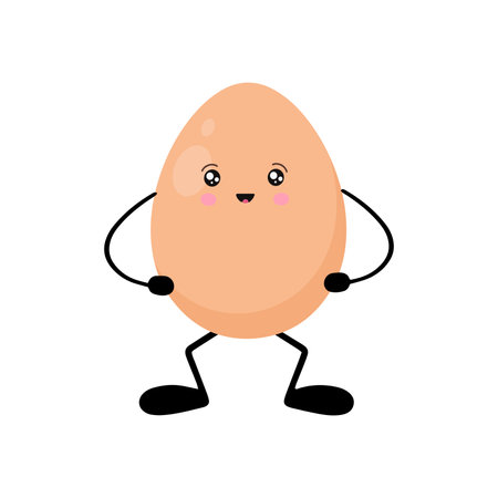 Egg in kawaii style. Vector illustration isolated on white background.のイラスト素材