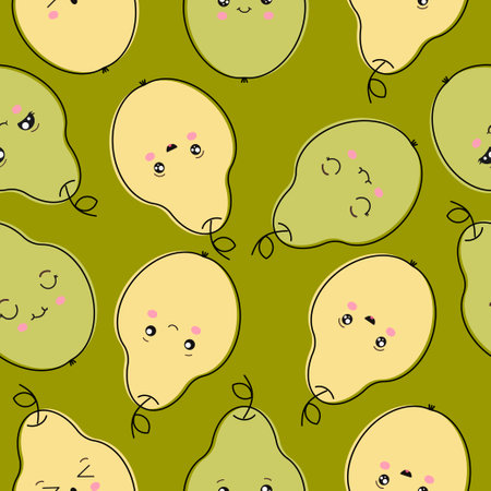 Seamless pattern of green and yellow pears. Vector illustration for your designのイラスト素材