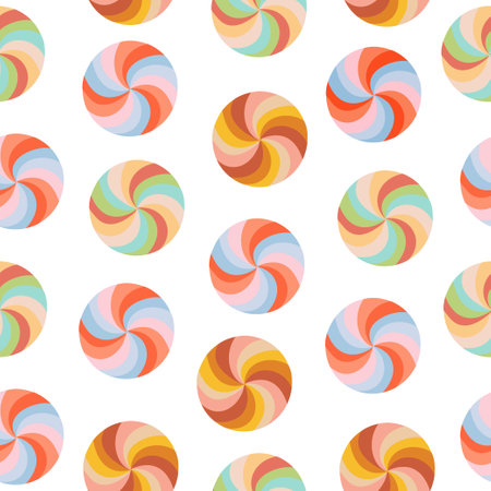 Seamless pattern. made of colorful lollipops. Vector illustration on a white backgroundのイラスト素材