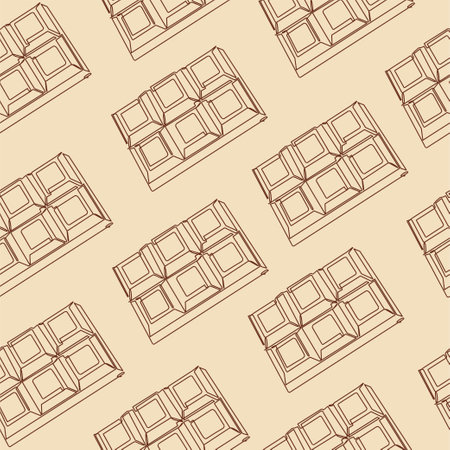 Seamless pattern of the chocolate bar icon. Continuous one-line drawing of chocolateのイラスト素材
