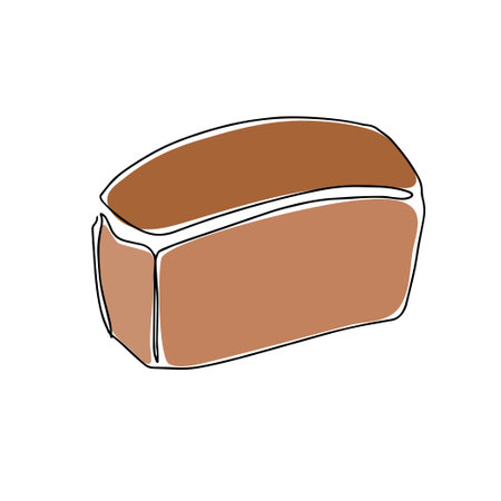 Single continuous line drawing of stylized online bread shop logo label. Emblem bakery store concept. Modern one line draw design vector graphic illustration for cafe or food delivery service.のイラスト素材