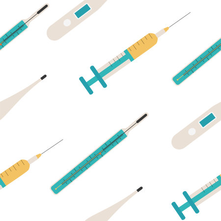 Seamless pattern of medical devices. Vector illustration on a white background.のイラスト素材