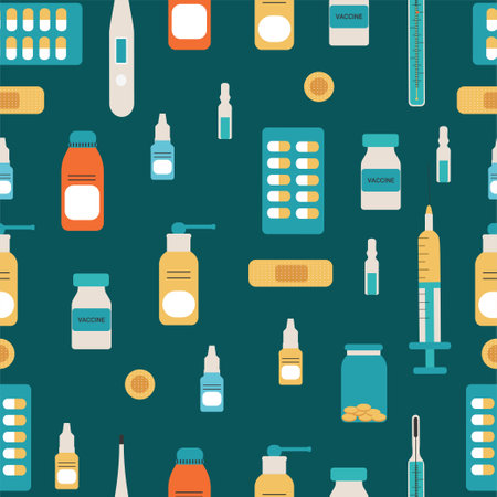 Seamless pattern of medical devices. Vector illustration.のイラスト素材
