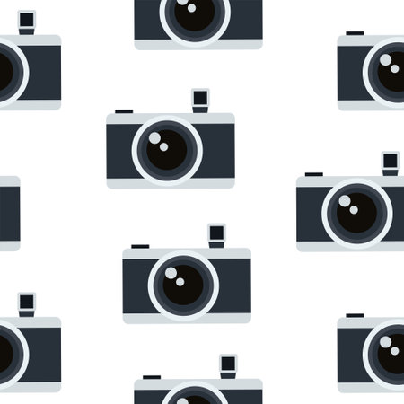 Seamless pattern of the camera icon. Camera, Illustration on a white background.のイラスト素材