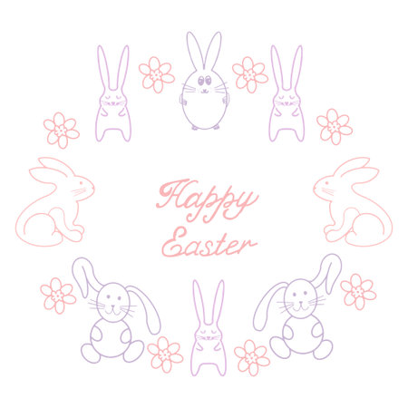 Easter greeting card design, greeting banner, poster template. Vector illustration on a white background.のイラスト素材