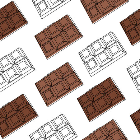 Seamless pattern of the chocolate bar icon. Continuous one-line drawing of chocolateのイラスト素材