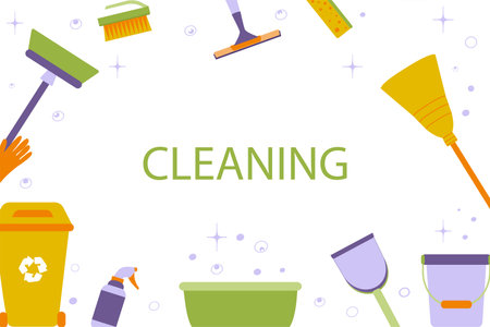 Background of cleaning equipment. Vector illustration isolated on a white background.のイラスト素材
