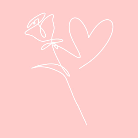 One line rose design. Hand drawn minimalism style vector illustration. Vector illustrationのイラスト素材
