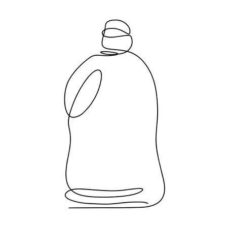 Icon of a bottle with a gel for washing dishes. Drawing with one line of the icon of a bottle with a gel for washing dishes or a gel for washing. Vector illustration. Vectorのイラスト素材