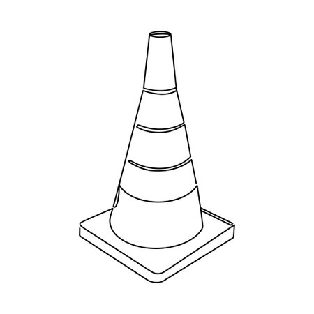 Outline road traffic cone icon illustration vector symbol. Traffic cone warning sign design outline.Vector illustration. Vectorのイラスト素材
