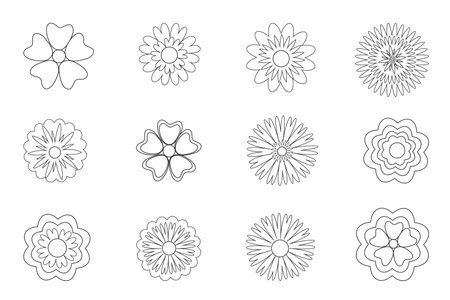 Icon set of flower. Editable vector pictograms isolated on a white background. Trendy outline symbols for mobile apps and website design. Premium pack of icons in trendy line style. Vectorのイラスト素材