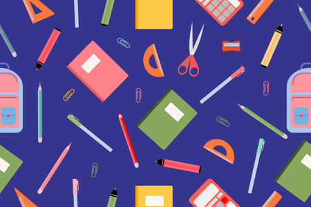 Seamless Back to School pattern. High school and college subjects. Vectorのイラスト素材