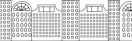 Different houses. A fashionable hand-drawn illustration. Large color vector set. Vector illustrationのイラスト素材