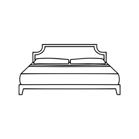Simple bed line icon. Vector illustration isolated on a white background. Furniture icon for templates, web design and infographics. Vectorのイラスト素材