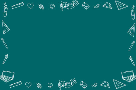 Banner background design sketch outline element of education,Template for school.Doodle style. Vectorのイラスト素材