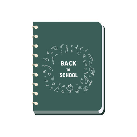 School doodle on notebook page vector background file. Vector illustration. Lettering back to schoolのイラスト素材