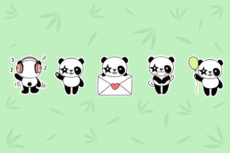 Logo Design - Cute funny cartoon with different gestures. Vector illustration. Vectorのイラスト素材