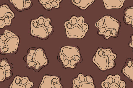 Seamless pattern of pet paw silhouette print. Abstract animal wallpaper and fabric design and decor.Vector illustration. Vectorのイラスト素材