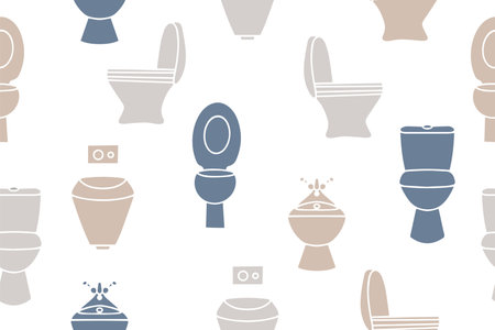 Seamless vector pattern of toilets and toilet paper. Toilet seamless pattern. Vectorのイラスト素材