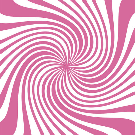 Swirl pink radial background. Vortex and spiral background. Candy colored wallpaper with sunburst. Colorful rotating lines for template, banner, poster, flyer. Vectorのイラスト素材