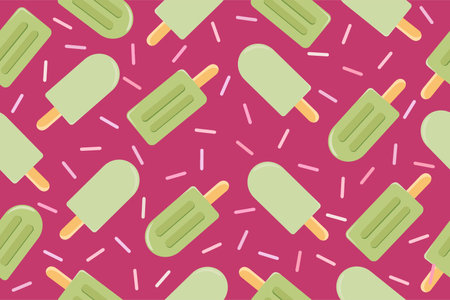 Seamless ice cream pattern on a pink background. Texture for fabric, packaging, wallpaper. Decorative print. Vectorのイラスト素材