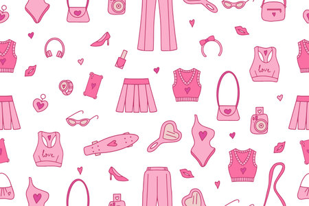Seamless fashionable pink patterns   style.  Vectorのイラスト素材