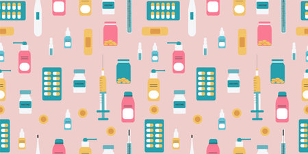 Medical set, seamless pattern, vector. Healthcare vector illustration. Vector illustrationのイラスト素材