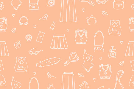 Seamless fashionable pink patterns in style Vectorのイラスト素材