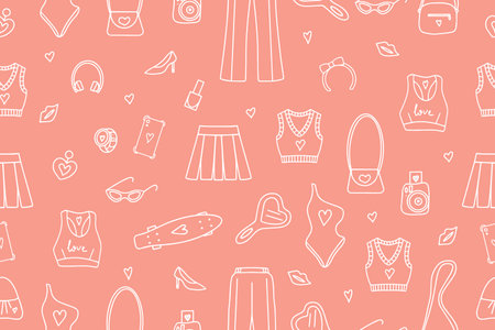 Seamless fashionable pink patterns  Vectorのイラスト素材