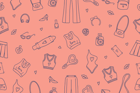 Seamless fashionable pink patterns in style Vectorのイラスト素材