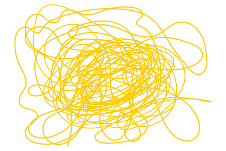 Abstract background with pasta or spaghetti. Spaghetti abstract geometric pattern. Yellow banner of pasta. Wavy abstract pattern. Vector illustration of pasta.のイラスト素材