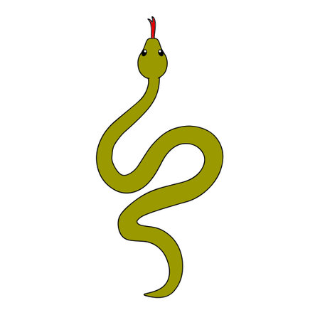 Hand drawn snake. Symbol of 2025. Vector illustration. Vector illustrationのイラスト素材