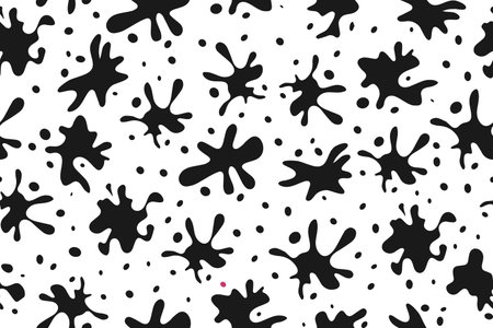 Seamless pattern of black splashes. Black spots, paint, design elements set. Various splashes and drops. Vector. Vector illustration. Vectorのイラスト素材