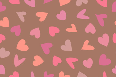 Seamless pattern with hearts. Modern abstract background with pink hearts in flat style. Vector...