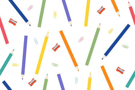 Stationery  pattern. Back to school theme for covers, prints, backgrounds. Vectorのイラスト素材
