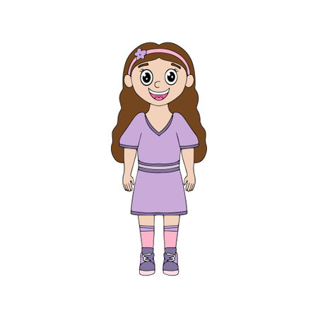 Cute joyful girl. Happy smiling child. Back to school for education. Vector illustration for international children's day. Vectorのイラスト素材