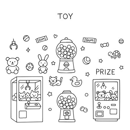 Vector illustration of Toy Claw Machine (Crane Machine) and Gum Ball Machine. Vector illustrationのイラスト素材