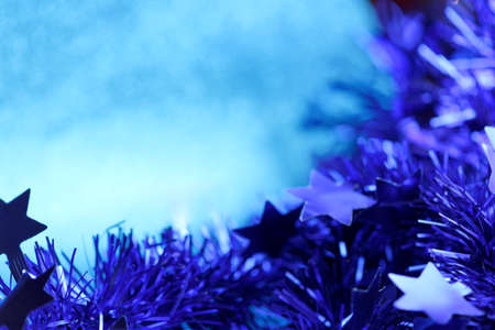 Christmas background. Blue Christmas decorations on a blue background.の写真素材