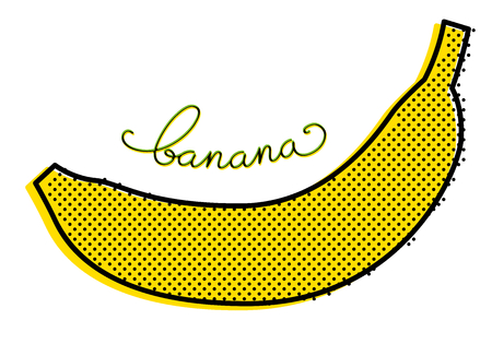 Stylized banana with a point texture. Pop-art style vector illustration.のイラスト素材