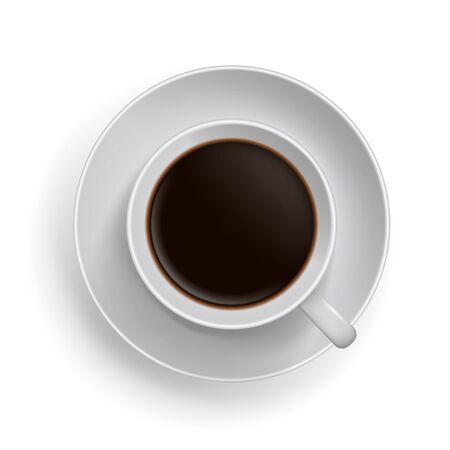 Cup of black coffee. Realistic topview vectorのイラスト素材